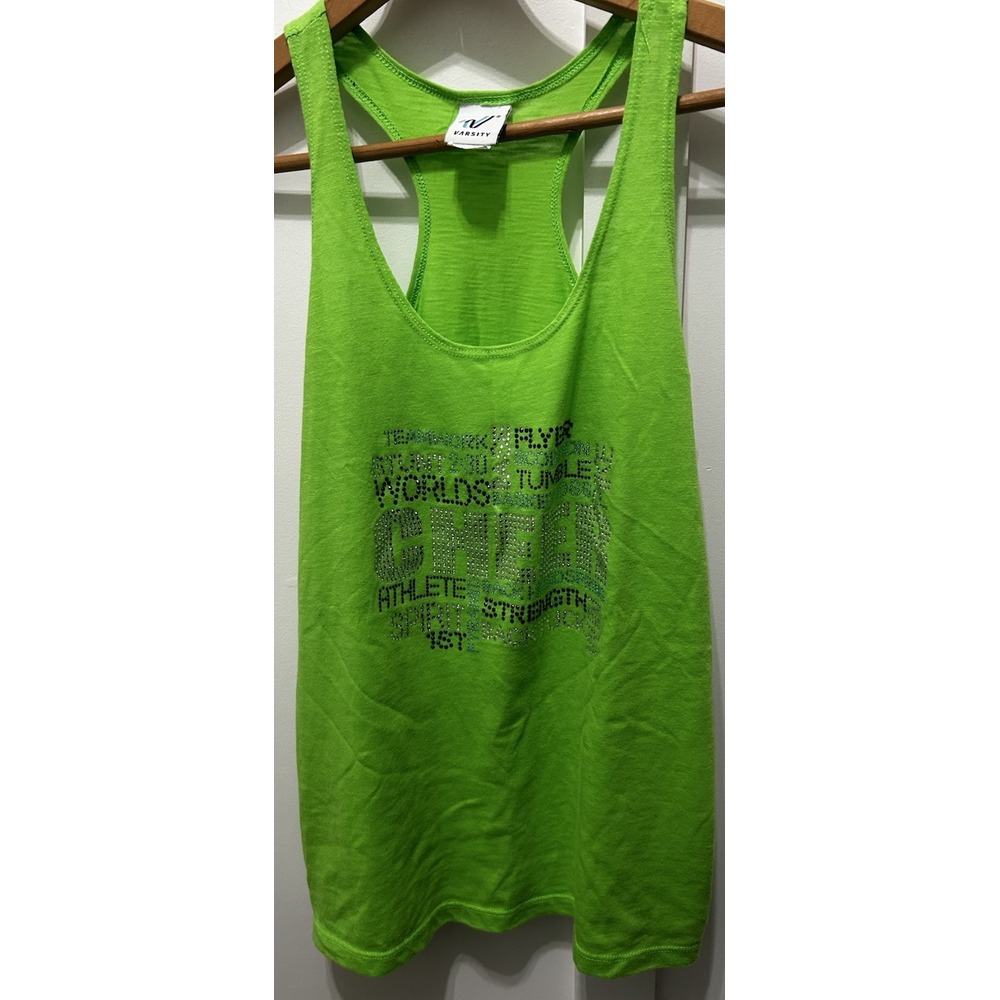 Varsity Cheer Lime Green Womens Racerback Tank Top Small‎ Made In USA